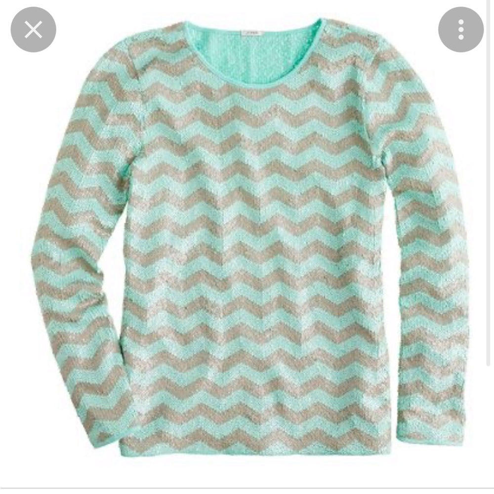 J Crew mint all over sequin top